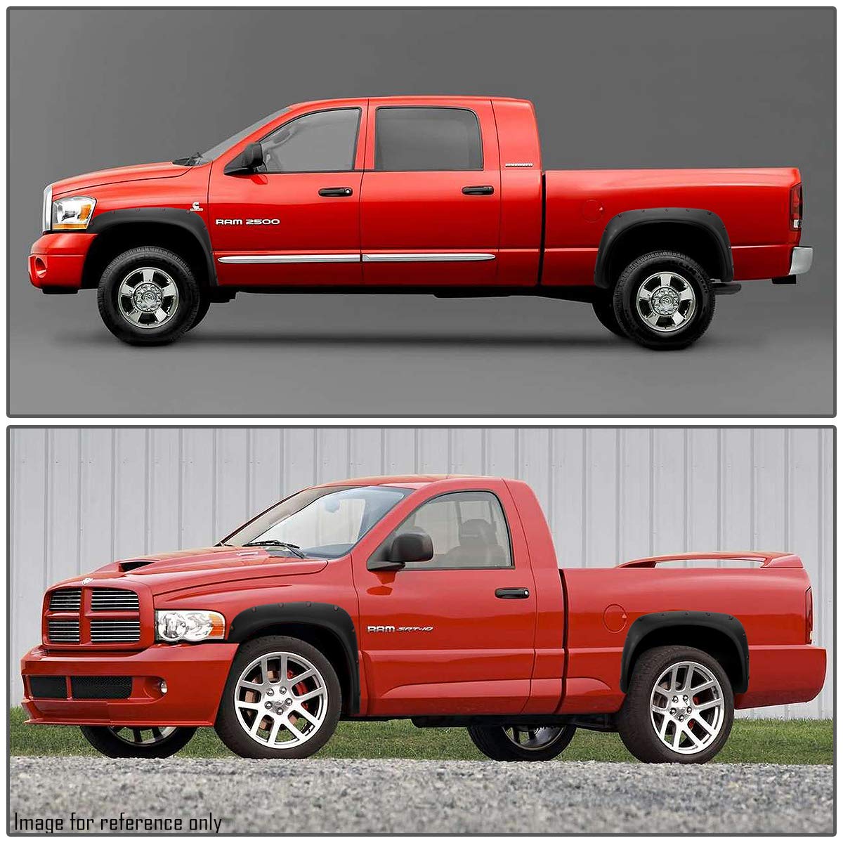 DNA MOTORING Guardabarros Laterales Estilo Remachado para Dodge Ram 1500/2500/3500, Negro