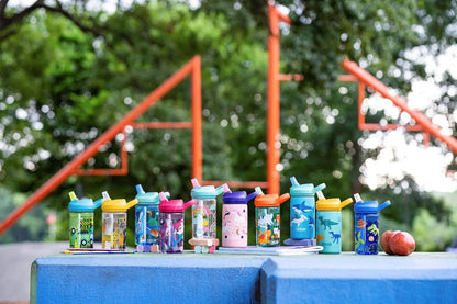 CamelBak Botella de agua Eddy+ para niños de 14 onzas con Tritan Renew, popote, a prueba de fugas, sirenas mágicas