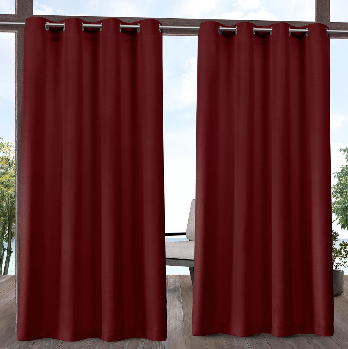 Exclusive Home Cortinas Delano Panel para Interior y Exterior - Rojo radiante - 137.2An x 274.3Al cm (1 Paneles)