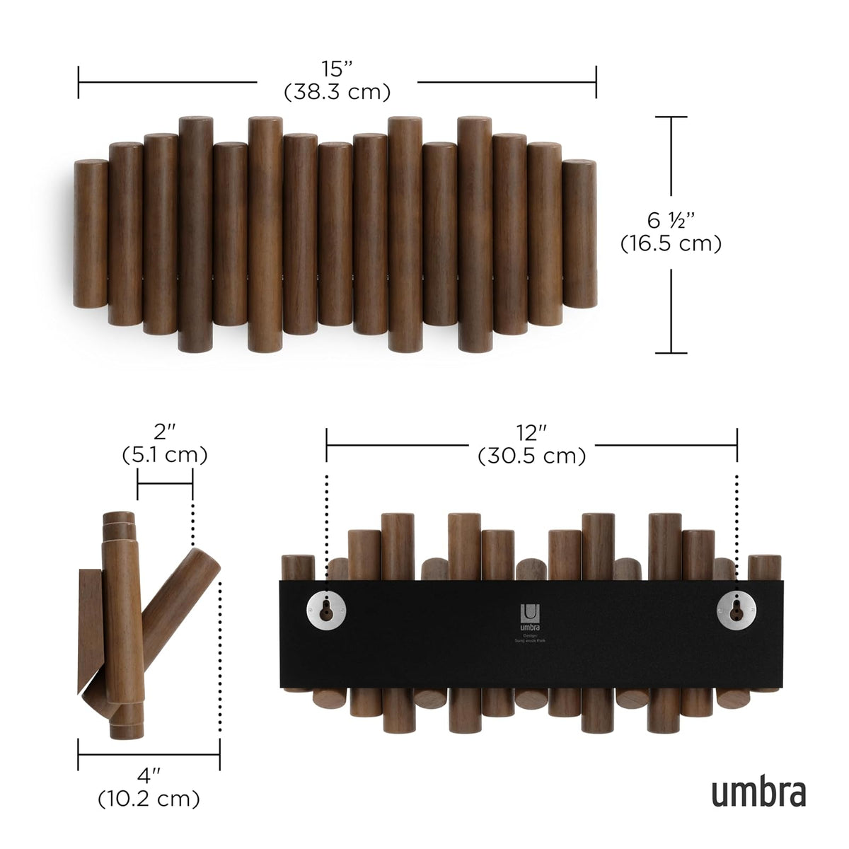 Umbra Picket Percha de Pared, Nogal