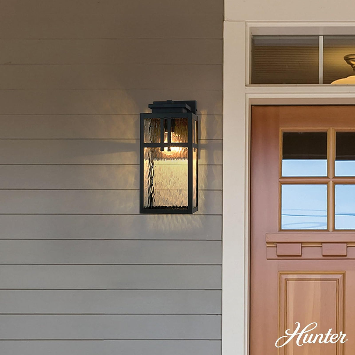 Hunter Fan, Colgante de pared Aspenbrook Negro Mate para Exterior 1 Luz, 17 pulgadas