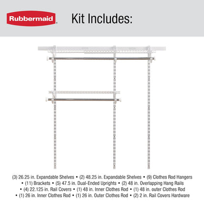 Rubbermaid FG3H1102WHT Configurations Closet Kits, 3-6', White