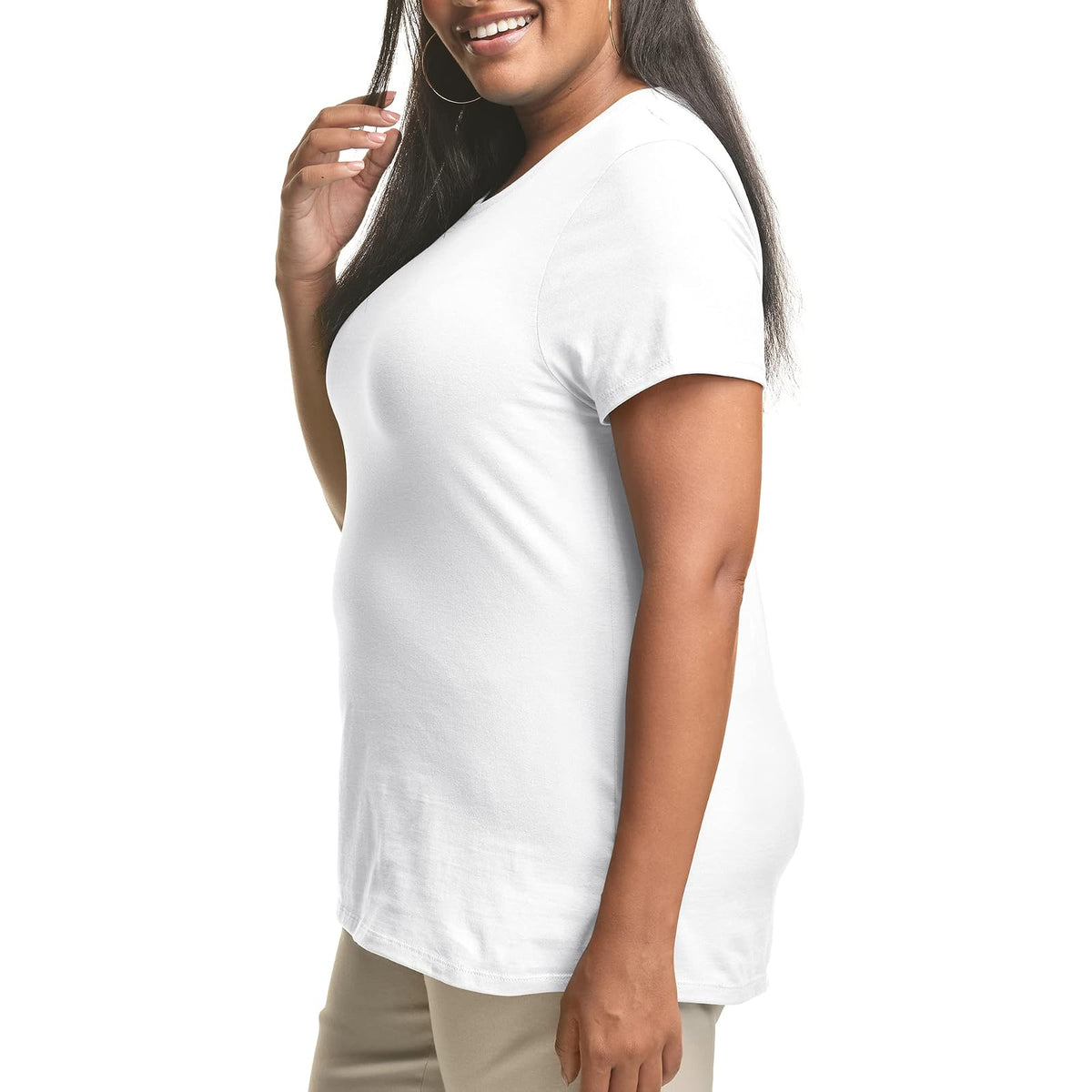 Just My Size Playera de Manga Corta con Cuello Redondo para Mujer