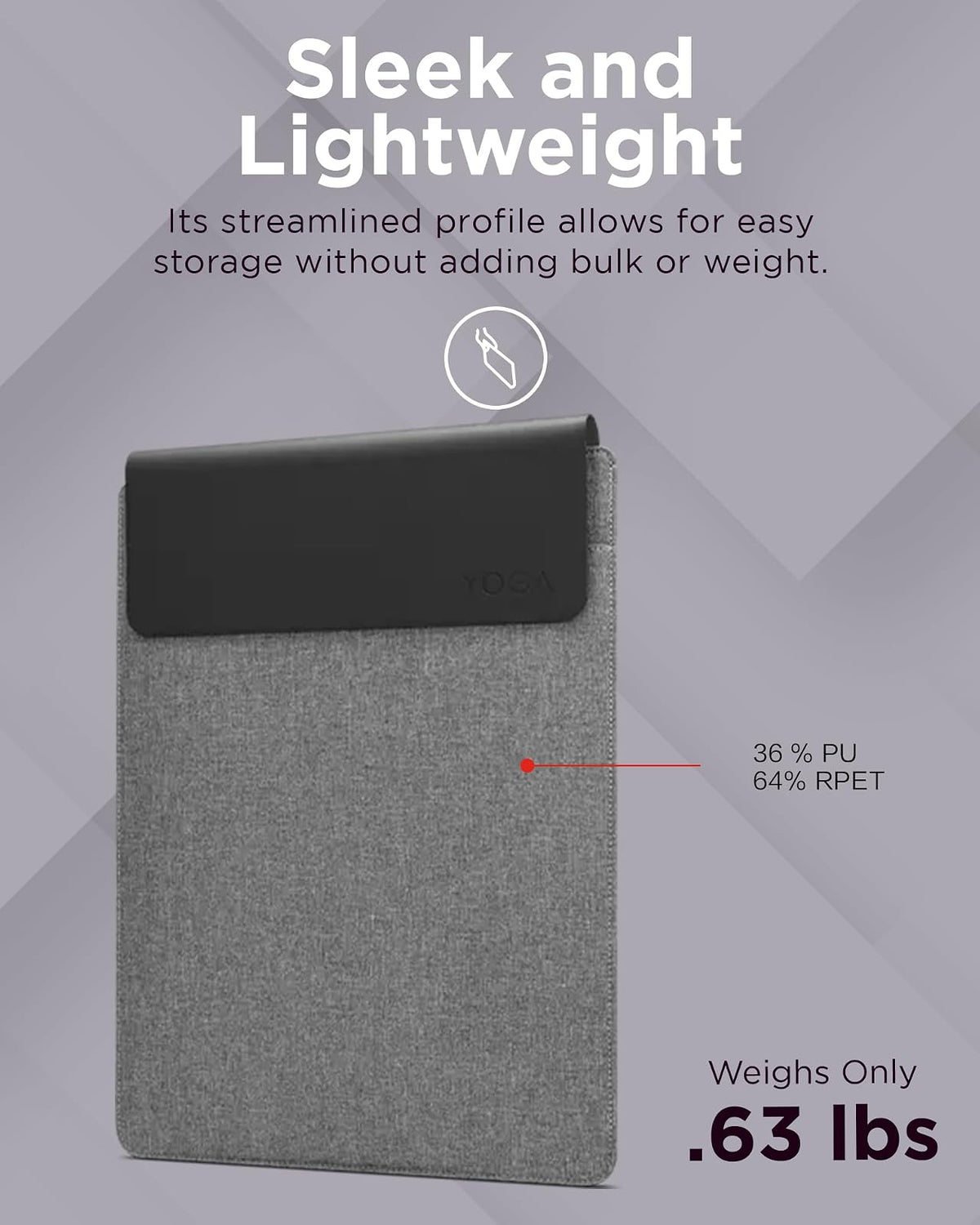 Lenovo - Funda Delgada para portátil de 16 Pulgadas, Compatible con MacBook Air/Pro, Funda Ligera ecológica con Bolsillo para Accesorios y Cierre magnético, Color Gris