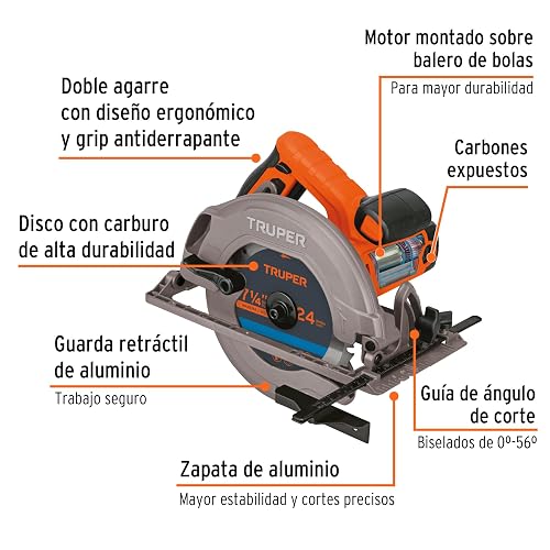 Truper SICI-7-1/4A3, Sierra circular 7-1/4" 1500 W profesional | Profesional