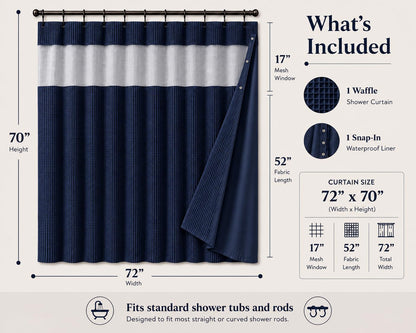 Dainty Home Smart Design - Cortina para regadera, Tela, Azul Marino, 72 Inch x 72 Inch, 1