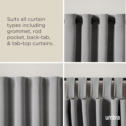Umbra Midnight Cortinero Doble Ajustable para Cortinas Blackout y Oscurecer Habitación, 107-305 cm, Incluye Accesorios de Instalación, Negro