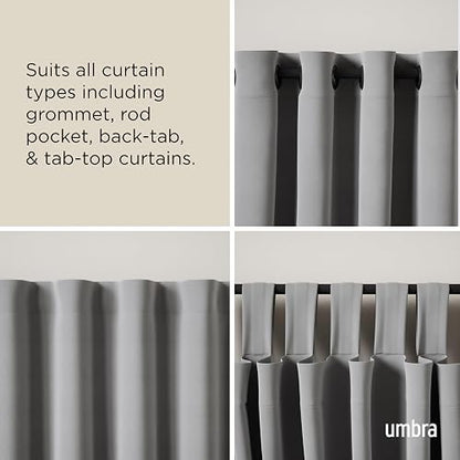 Umbra Midnight Cortinero Doble Ajustable para Cortinas Blackout y Oscurecer Habitación, 107-305 cm, Incluye Accesorios de Instalación, Negro