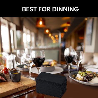 Perfectware - Servilletas de cena de 2 capas, color negro, paquete de 125 unidades