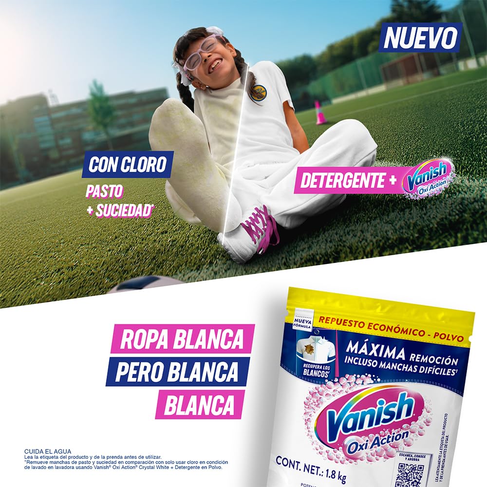 Vanish Quitamanchas Desinfectante para Ropa Blanca en Polvo de 1.8 kg