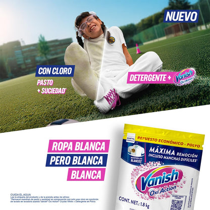 Vanish Quitamanchas Desinfectante para Ropa Blanca en Polvo de 1.8 kg