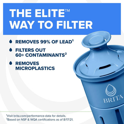 Brita Everyday Elite Jarra de Filtro de Agua | 10 tazas, negro, incluye 1 filtro, 99% plomo