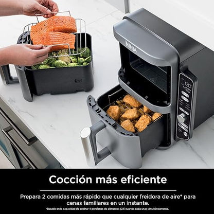 Ninja DoubleStack XL Freidora 9.45L 4 Alimentos a la Vez SL401LAA | 2 Cestas Apiladas, 4 Alimentos Simultáneos | 6 Modos | Diseño Compacto Ahorra Espacio