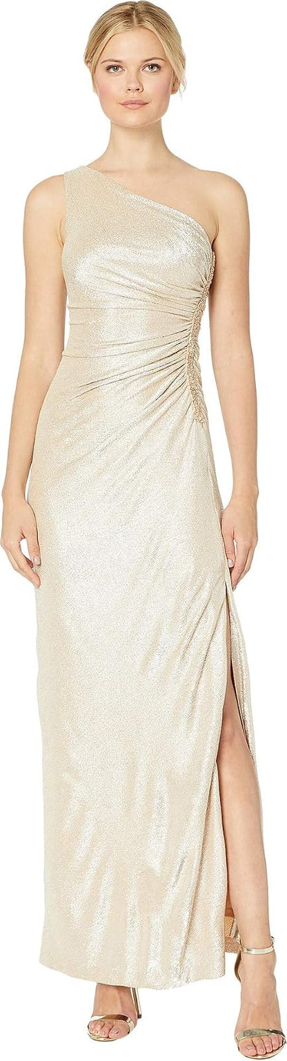 Calvin Klein Vestido Fruncido con un Hombro Descubierto Vestido Mujer