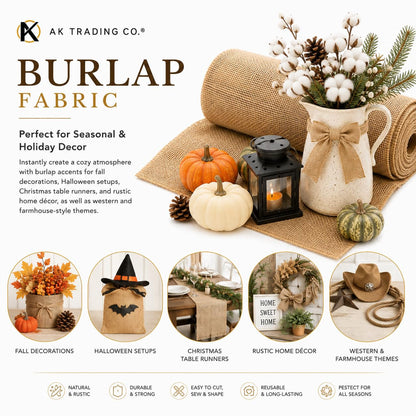 AK TRADING CO. 40 pulgadas de ancho x 10 yardas (30 pies) – Tela de arpillera natural multiusos – para decoración, manualidades, hogar, bodas, manteles, paisajismo, proyectos de jardín y mucho más