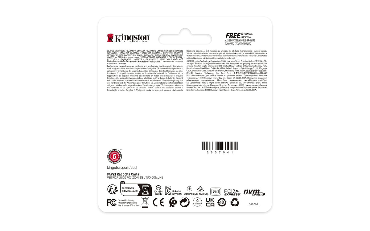Kingston SSD NV3, Capacidad: 500GB, Factor de Forma: M.2 2230, Interfaz: NVMe PCIe Gen 4.0 x 4 Carriles, Lectura: 5000MB/s y Escritura: 3000MB/s, SKU: SNV3SM3/500G