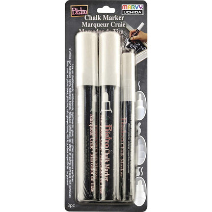 UCHIDA 48023-3A - Marcador de gis, 3 tamaños de punta, color blanco