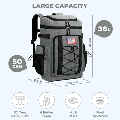 Maelstrom - Mochila enfriadora de 50 latas con Aislamiento Suave, portátil, Ligera, a Prueba de Fugas, Enfriador de Playa de Gran Capacidad, Mochila de Almuerzo Impermeable para Hombres y Mujeres