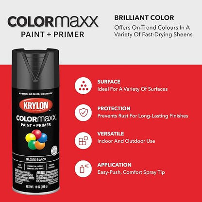 Krylon ColorMaxx Pintura Premium en Aerosol Negro Brillante