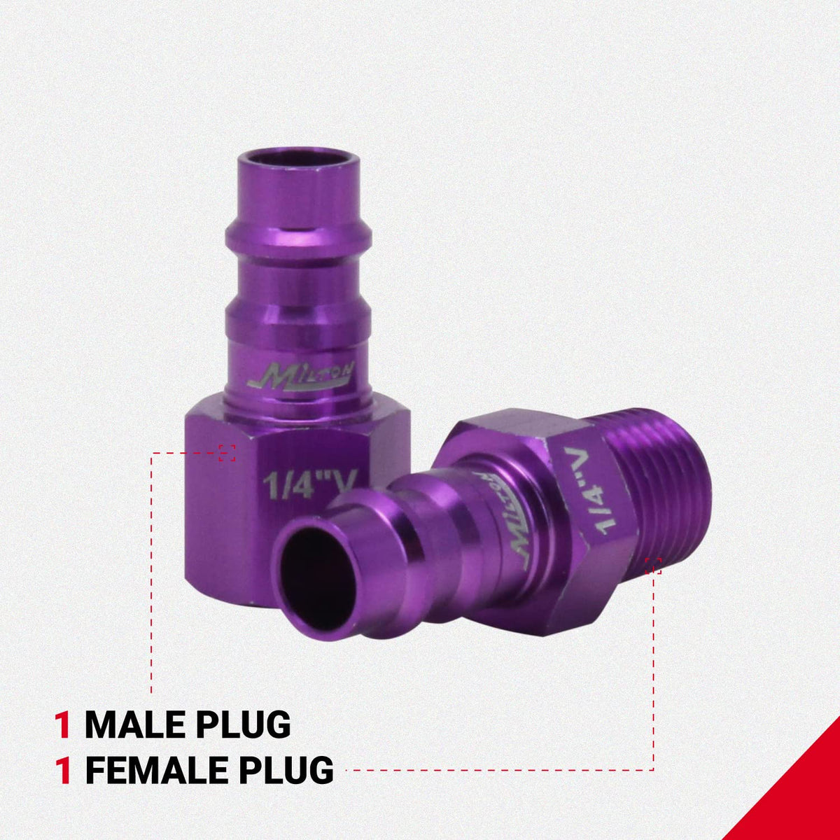 Milton S-303VKIT HIGHFLOWPRO - Juego de acopladores y enchufes estilo V 1/4 NPT morado - 3 piezas