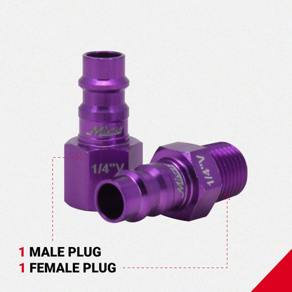 Milton S-303VKIT HIGHFLOWPRO - Juego de acopladores y enchufes estilo V 1/4 NPT morado - 3 piezas