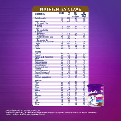 PediaSure 10+ Chocolate- Alimentación Especializada Polvo 400g | Formula especializada para adolescentes de 10 a 15 años con nutrientes esenciales que apoyan al crecimiento de los huesos.