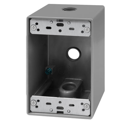 ENERLITES - Caja de enchufes resistente a la intemperie con tres enchufes roscados de 1/2 pulgada, caja eléctrica exterior, 3 orificios de 0,50 pulgadas cada uno