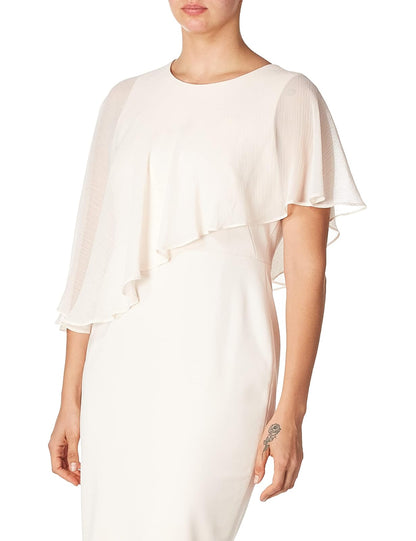 Calvin Klein Vestido de Gasa Popover Cape Sheath Vestido para Mujer