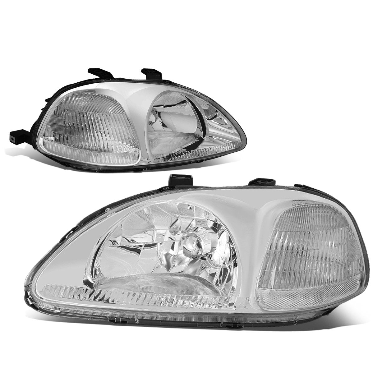 DNA Motoring HL-OH-HC96-CH-CL1 Par de Faros Delanteros para Honda Civic 1996-1998, Cromo/Transparente