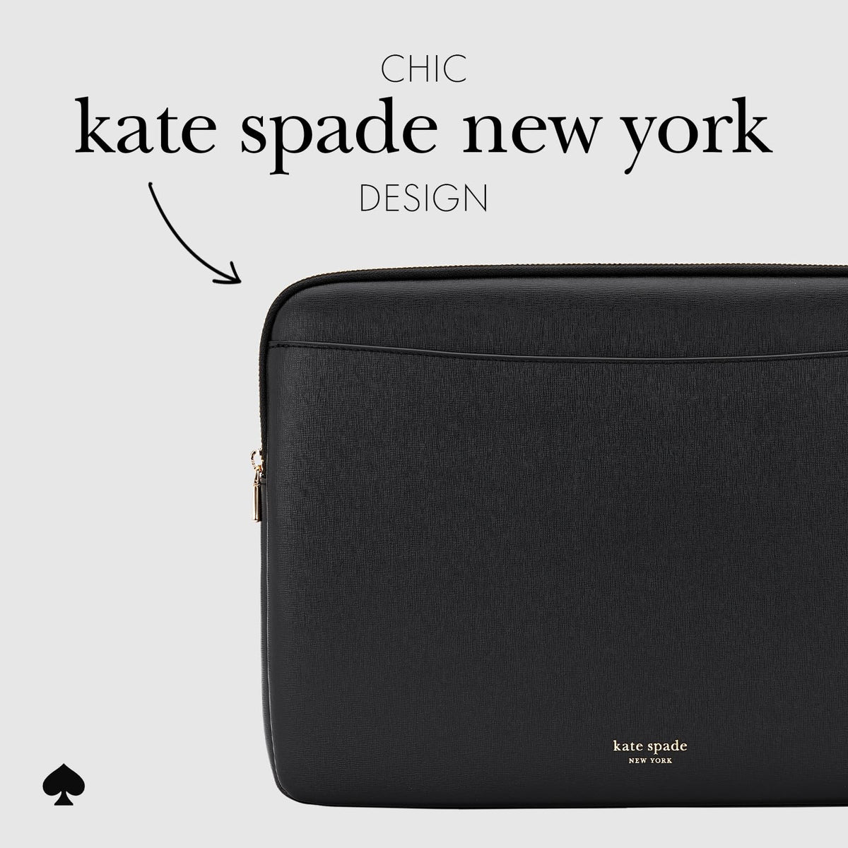 Kate Spade New York Saffiano - Funda para portátil de 14 Pulgadas, Color Negro, Compatible con Todos los Dispositivos MacBook M Series de hasta 14 Pulgadas