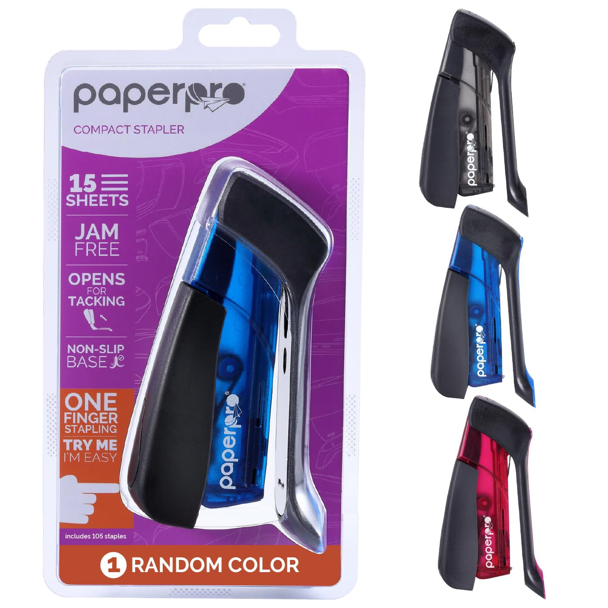 PaperPro Compact Classic No Effort, One Finger, 80% Easier Staplers - Great for Carpal Tunnel and Arthritis - Variados