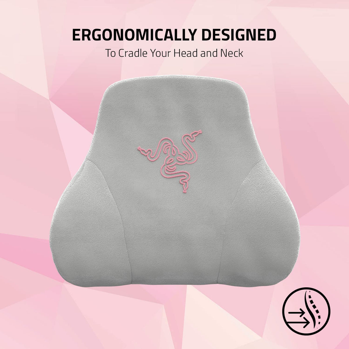 Razer - Cojín de Cabeza para Cuello y Cabeza para sillas de Juegos, Cuarzo | Diseño ergonómico, acolchado de espuma viscoelástica, envuelto en terciopelo rosa de felpa