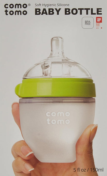 Comotomo Natural Feel Baby Bottle, Green, 5 Ounces
