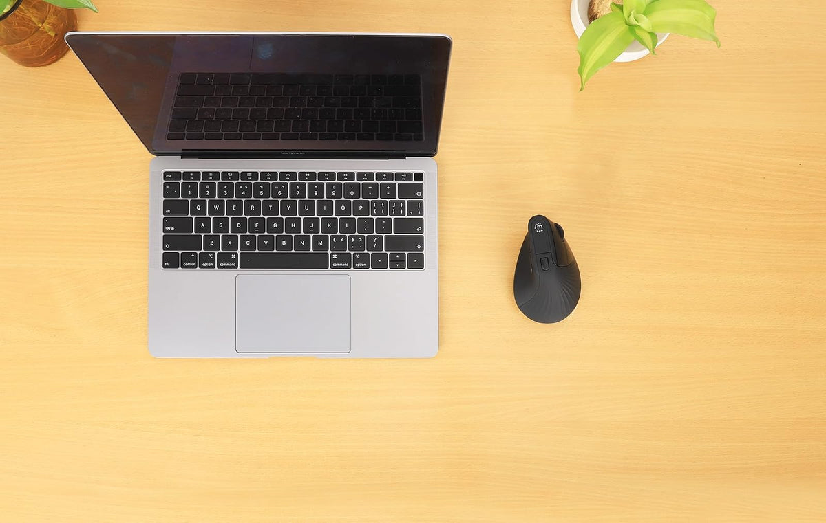 Manhattan 190336 Mouse Ergonómico Vertical Inalámbrico USB 2.4 GHz con nanorreceptor, 800/1200/1600 dpi Ajustables, diseño ergonómico 60°, Compatible con Windows, macOS, Linux y ChromeOS