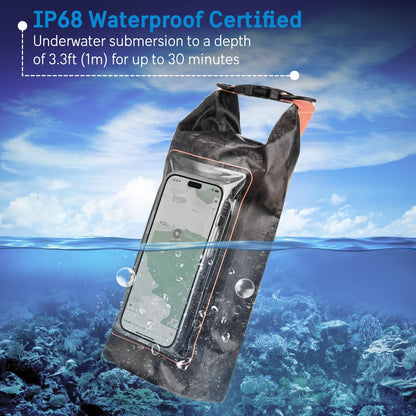 Pelican Marine Bolsa seca impermeable IP68 de 2 L – Mochila enrollable con funda para teléfono/bolsa, Accesorios esenciales para acampar, natación, playa, pesca, rafting, viajes – Hunter Camo