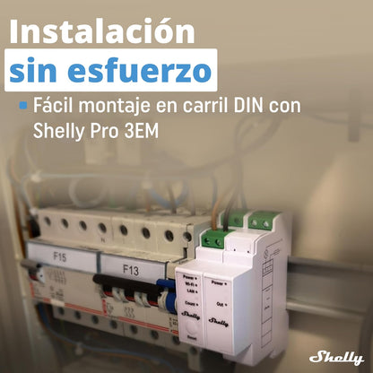 Shelly Pro 3EM Switch Add-On | Complemento Para Shelly Pro 3EM Contactos Secos Montaje en Carril DIN | Domótica | Aplicación iOS Android | No Requiere Hub | Paneles Solares | Aerogeneradores