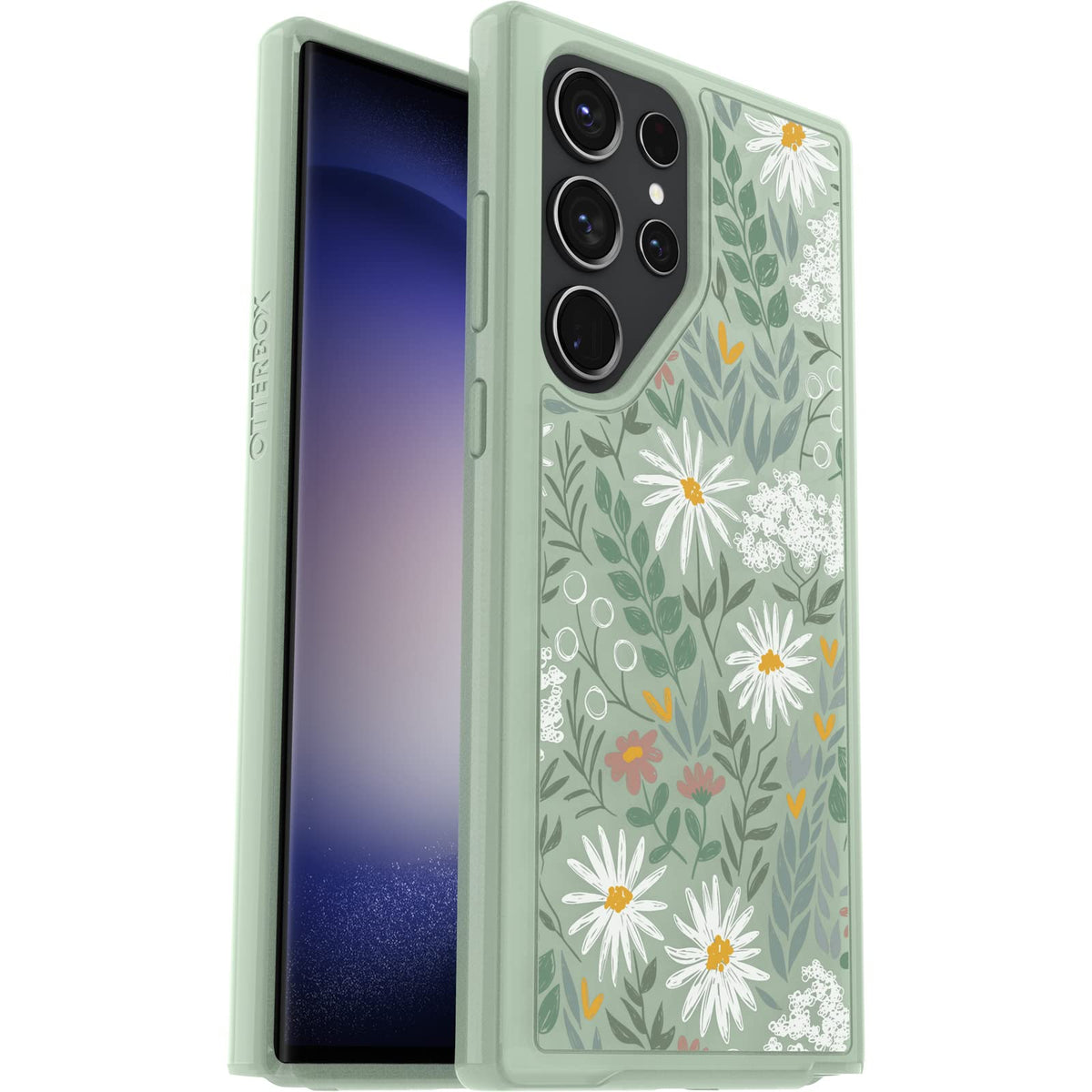 OtterBox - Funda para Galaxy S23 Ultra Symmetry Series – Sage Advice (Transparente/Verde), Ultra Elegante, Compatible con Carga inalámbrica, Bordes elevados Que protegen la cámara y la visualización