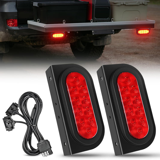Nilight Kit de Luces Ovaladas de 6 in Rojas con Montaje Empotrado, Impermeables, para Camiones y Remolques TL-199