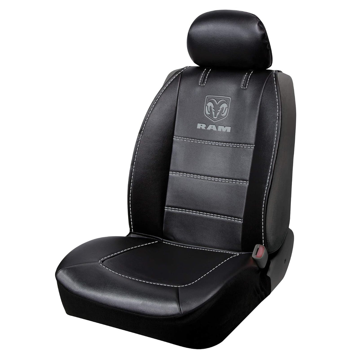 Plasticolor Funda de Asiento RAM 008628R25, 3 Piezas, Logo Gris, Negro, Ajuste Universal