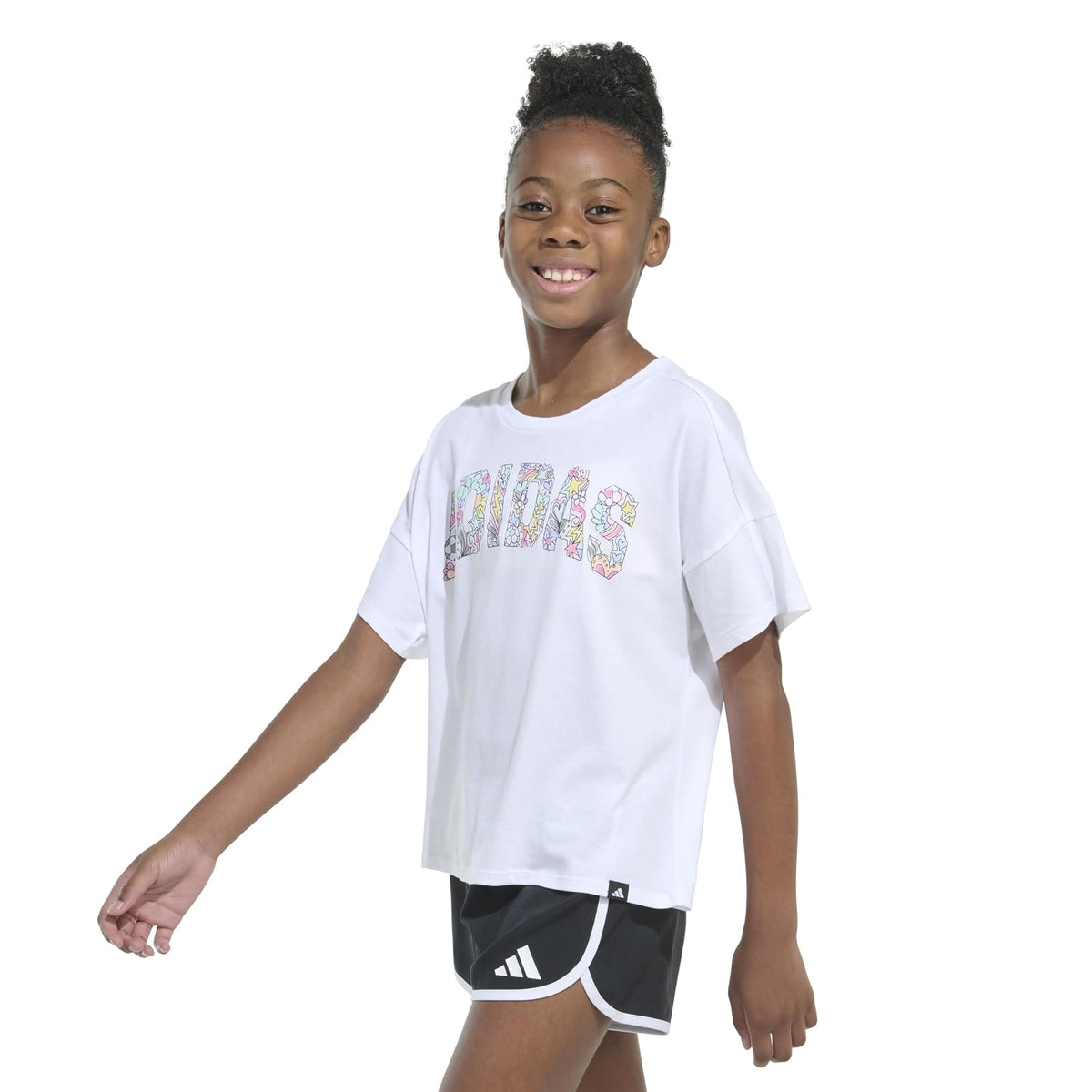 adidas Playera de Manga Corta con Hombros caídos para niña