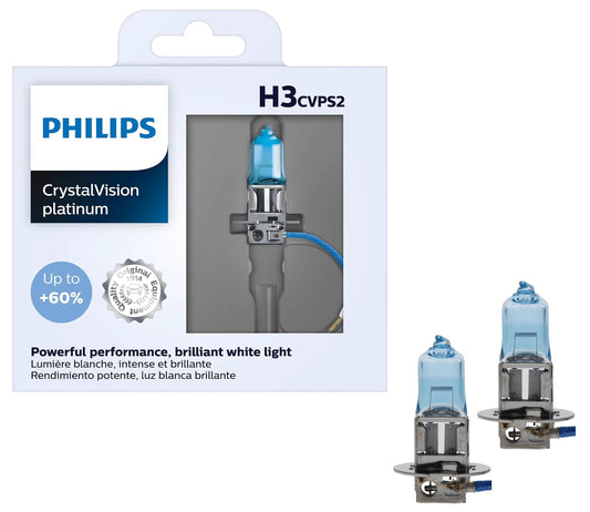 Philips Automotive Lighting H3CVPS2 CrystalVision Platinum Foco para Faros Delanteros, Paquete de 2, Blanco