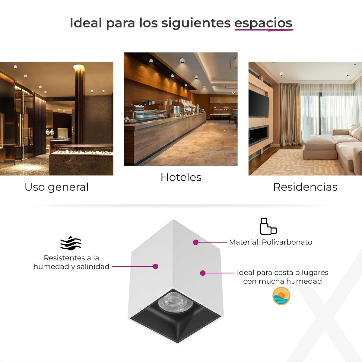 ILLUX Kit Lámpara Sobrepuesta Blanca Negra y Foco Neutro 4000K TL-2918.BNKT40