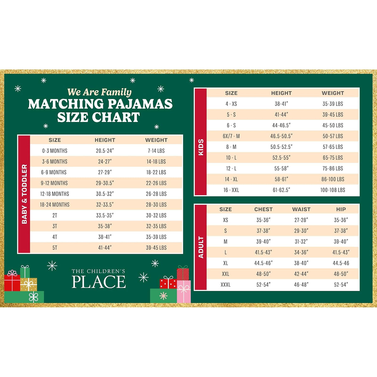 The Children's Place Family Matching Christmas Holiday Pajamas Sets, Snug Fit 100% Cotton, Adult, Big Kid, Toddler, Baby