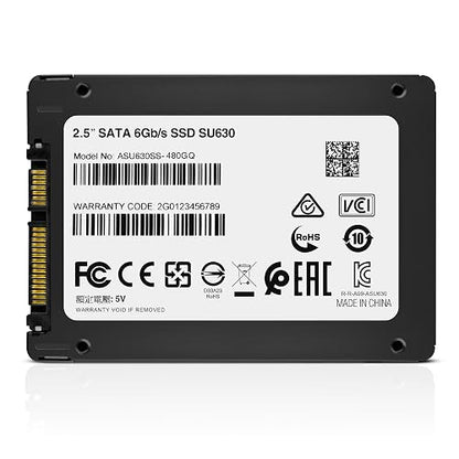 ADATA Unidad de Estado Sólido SSD SU630 480 GB 3D NAND , SATA III,QLC,2.5",520 MB/s de lectura y 450 MB/s de escritura
