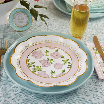 Kate Aspen - Fiesta de té floral clásico de 9 pulgadas Platos de papel decorativos de primera calidad | Suministros para fiestas, color rosa (juego de 16), (28590PK)