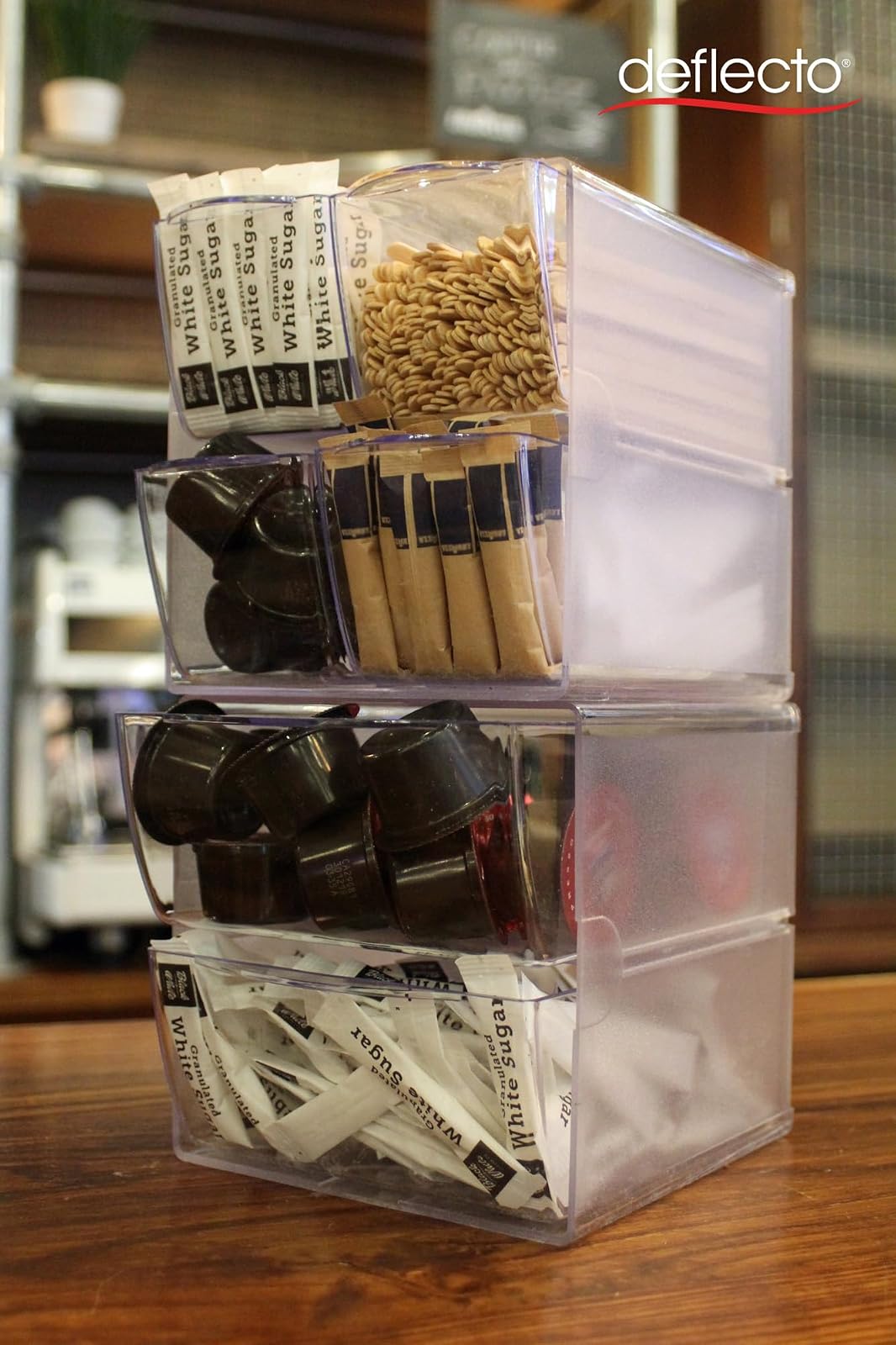 Deflecto Organizador tipo cubo apilable, organizador de escritorio y para manualidades, Divisor cruzado, Transparente, Apple