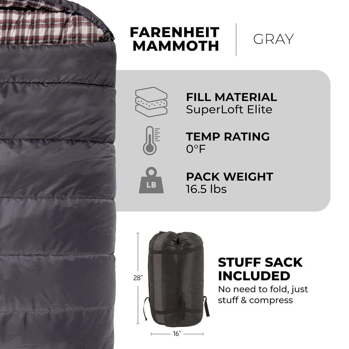 TETON Sports Fahrenheit Mammoth Queen-Size Double Sleeping Bag; Warm and Comfortable; Double Sleeping Bag Great for Family Camping; Compression Sack Included
