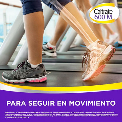 Caltrate 600M Suplemento Multivitamínico De Calcio, con Vitamina D y Minerales, 600 mg, 60 Tabletas