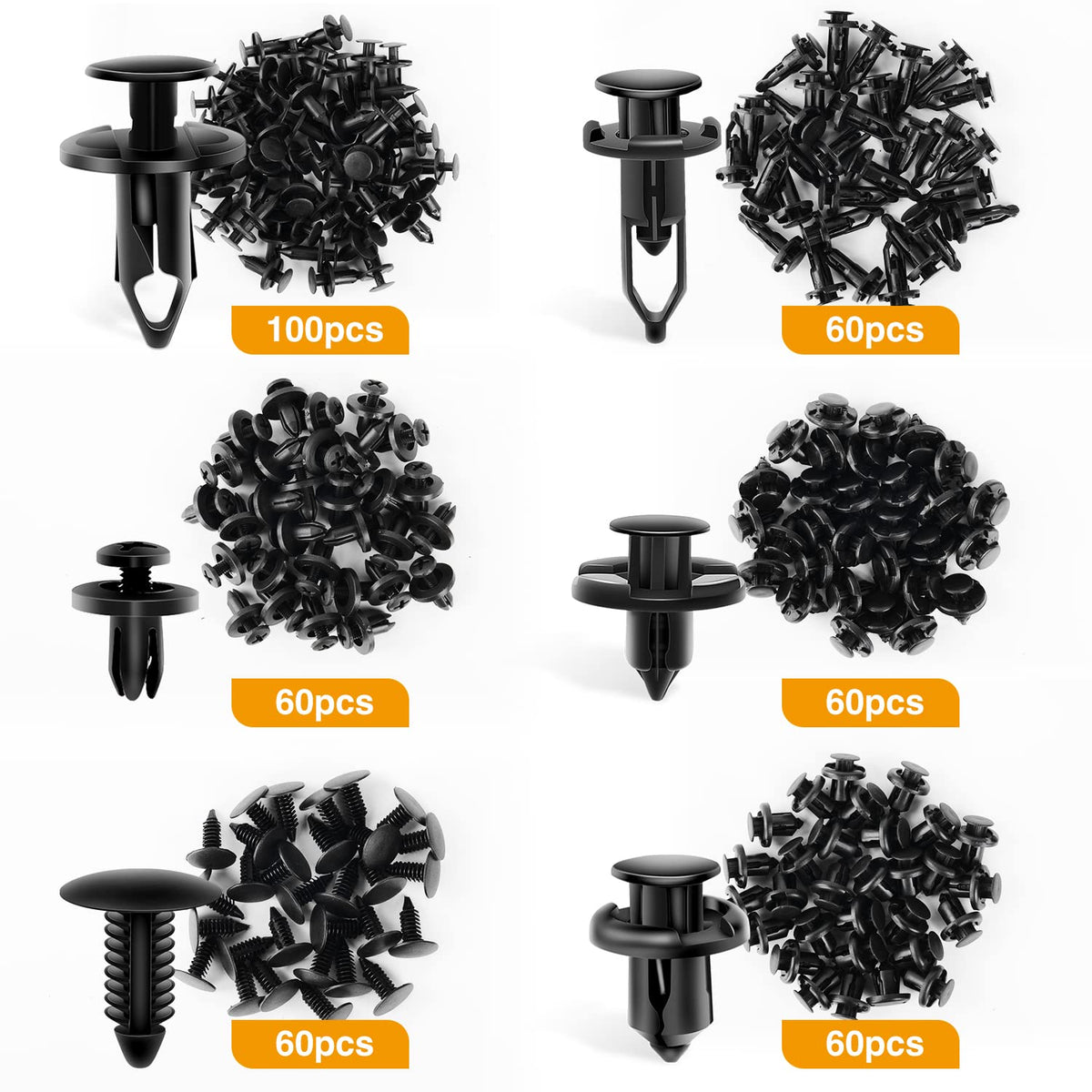 GOOACC 400 clips universales de plástico para guardabarros compatibles con GM Ford, Chrysler Toyota Honda con 6 clips de retención de cuerpo automático