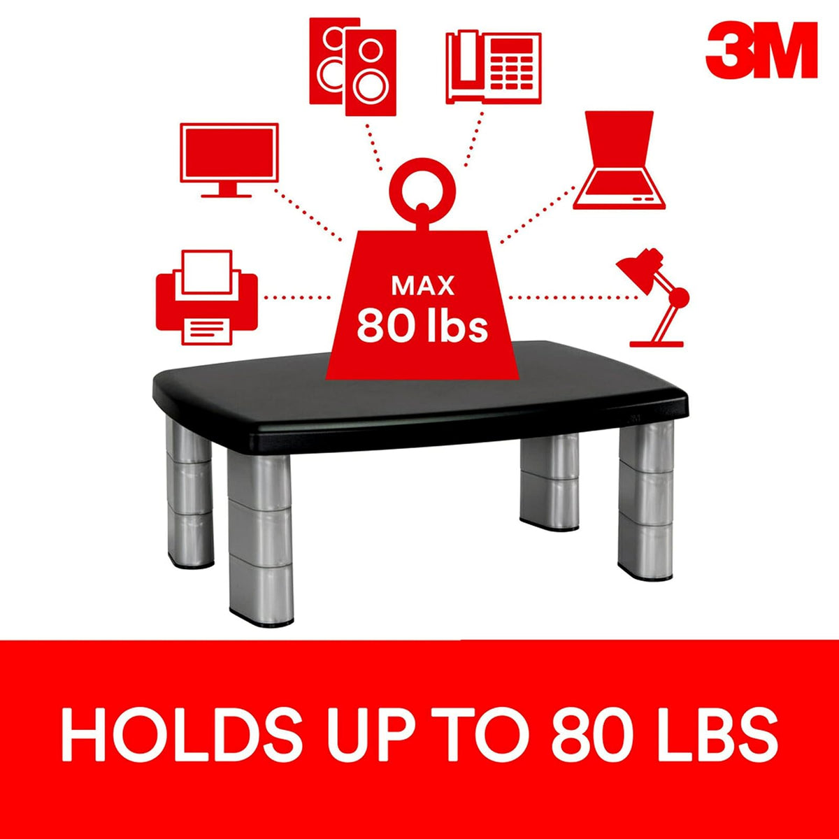 3M Soporte Para Computadora Ajustable, Modelo MS80B